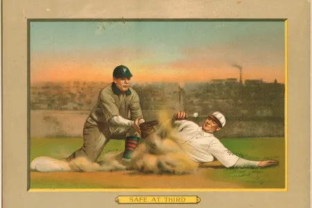 Deep, lush colors in the Turkey Red Cabinet set of 1911 (above, Safe at Third) led many to tack these on their walls as works of art. 