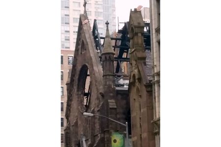 The Serbian Orthodox Cathedral of St. Sava after it was decimated by a fire on Orthodox Easter.