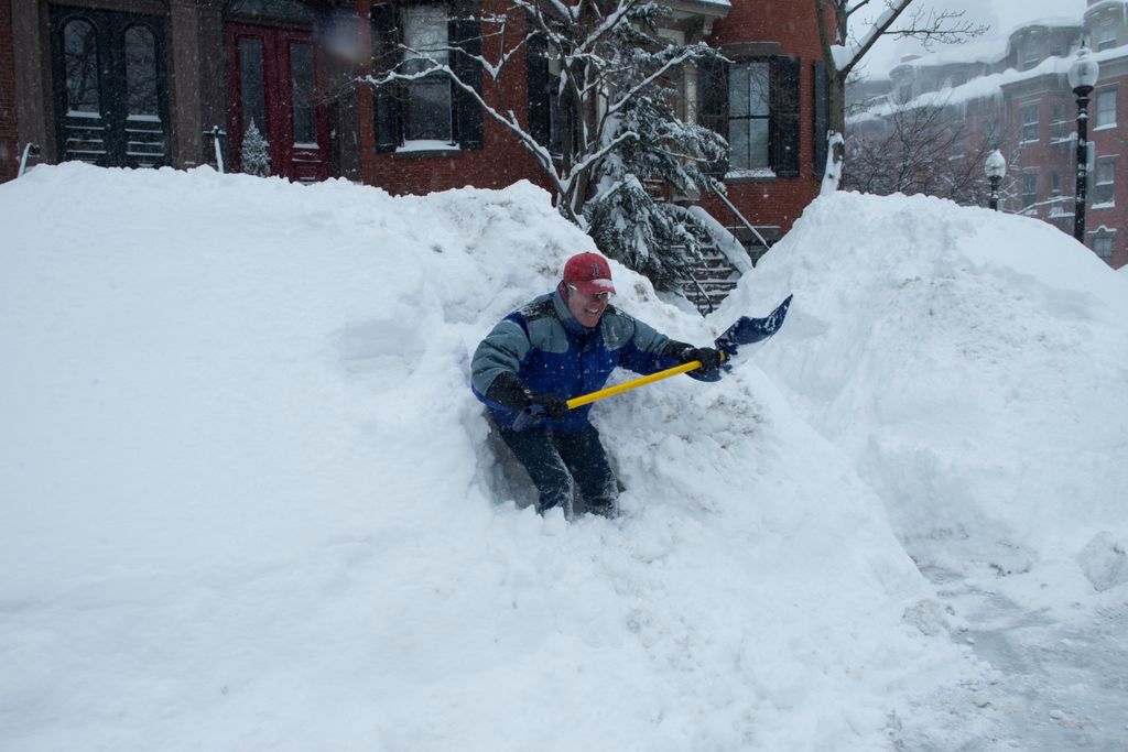 shoveling Boston snow