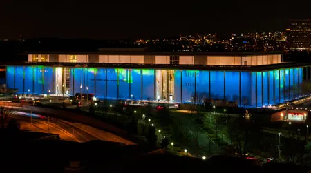 Jesper Kongshaug's Northern Lights display at the Kennedy Center in Washington, D.C.