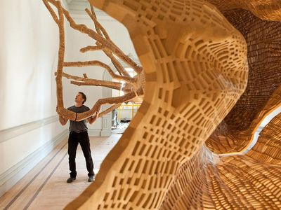“The making of these trees was so much in that spirit—in terms of dodging the ease of digital and instead doing this all by hand,” says Grade. 