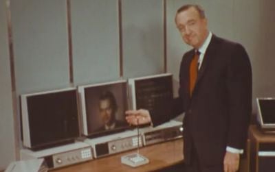 Walter Cronkite gives a tour of the home office of 2001 on his show The 21st Century (1967)
