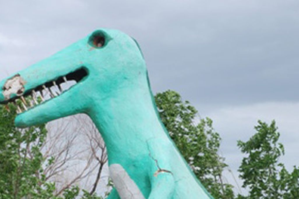 A roadside dinosaur in Jensen, Utah