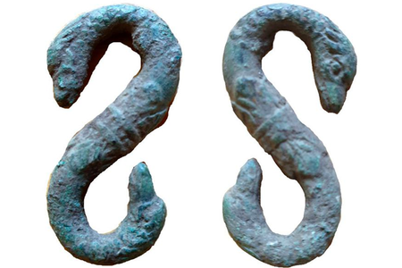 In Herefordshire, a resident encountered this pair of post-medieval snake-shaped belt or strap hooks.