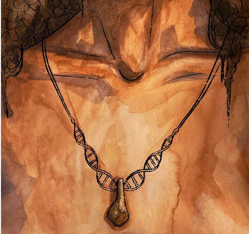 Illustration of woman's neck wearing a necklace