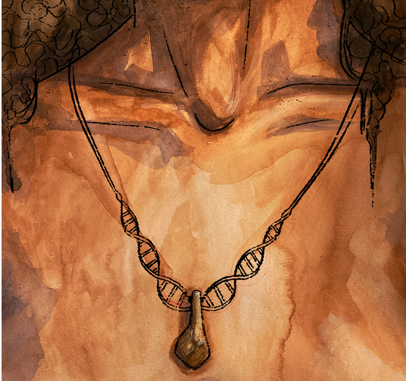 Illustration of woman's neck wearing a necklace