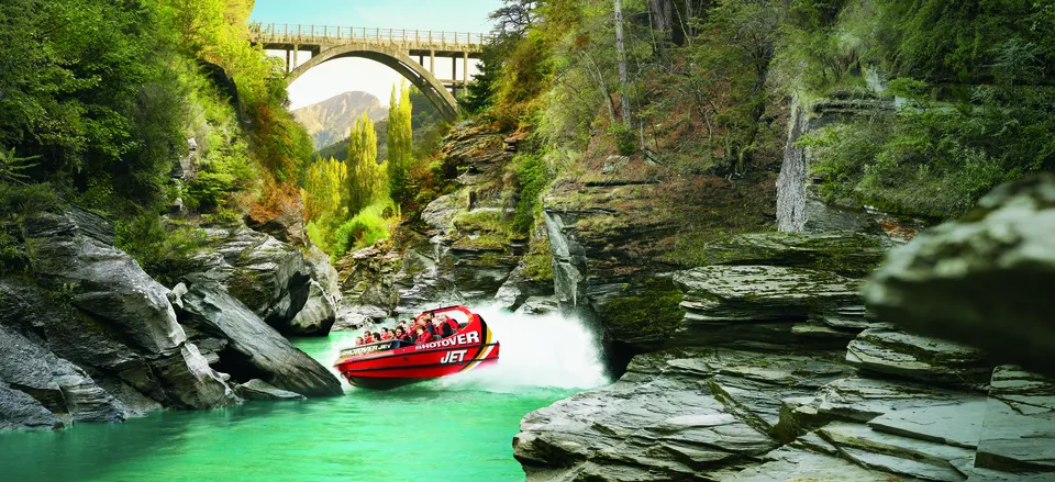  The excitement of the Shotover Jet, near Queenstown. Credit: Tourism New Zealand