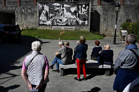 A mural depicting Pablo Picasso's painting Guernica in the namesake Basque village, where a bombing raid occurred in 1937&nbsp;