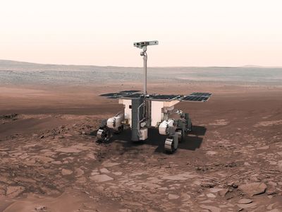 An artist's rendering of the European Space Agency's Mars rover, scheduled for launch in 2020 and recently named after  English chemist and X-ray crystallographer Rosalind Franklin.