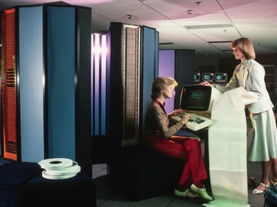 Computer engineers working on Cray Supercomputers in 1983