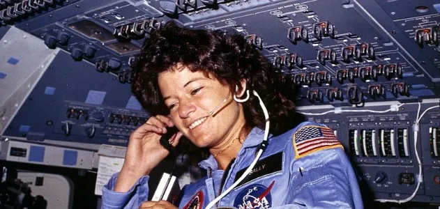 Sally Ride on board the challenger