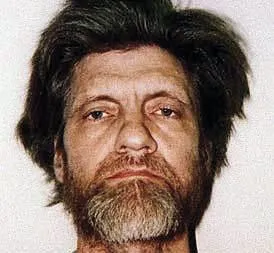 A mugshot of  Theodore J. Kaczynski, the “Unabomber,” after his capture on April 3, 1996.