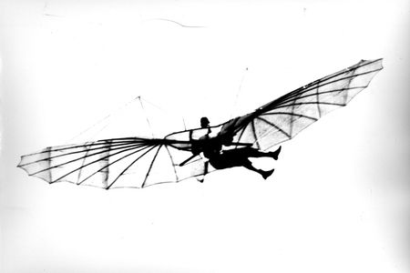 Otto Lilienthal in flight.