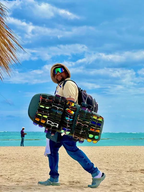 Unique salesmen display on beach thumbnail