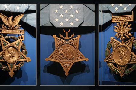 The three present-day variations of the Medal of Honor, from left: Army; Coast Guard/Navy/Marine Corps; Air Force.