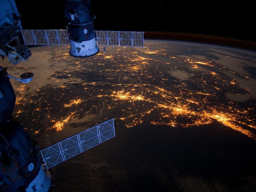 Satellites orbiting Earth.