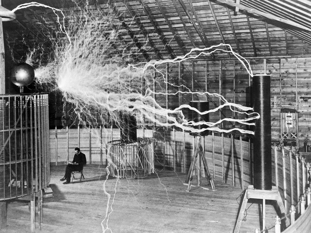 Tesla in his lab