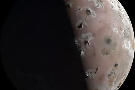 A view of Jupiter's moon Io captured by NASA's Juno spacecraft on December 30, 2023.