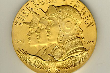 The Tuskegee Airmen's new Congressional Gold Medal goes on display at the National Air and Space Museum.