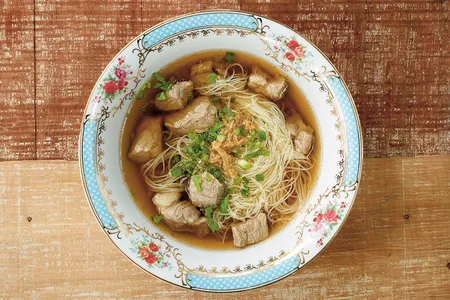 Pork and Anise Soup with Rice Noodles. 