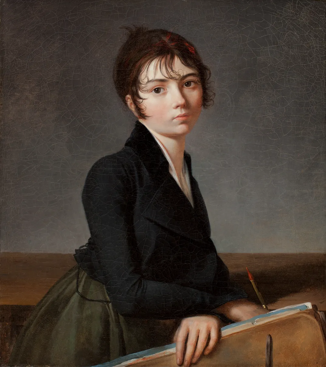 Woman Leaning on a Portfolio, Guillaume Lethière, oil on canvas, c. 1799.