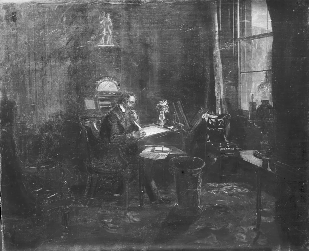 Charles Dickens in study