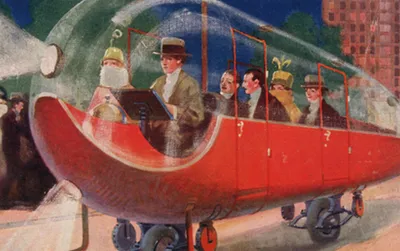 The automobile of 1973 as imagined in 1923 on the cover of Science and Invention magazine