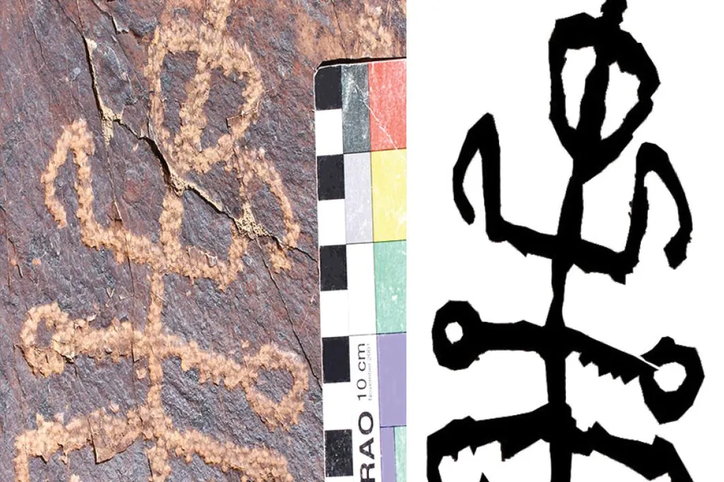 Part-human, part-insect glyph