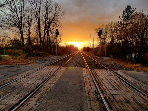 Railroad tracks and a beautiful sunset thumbnail