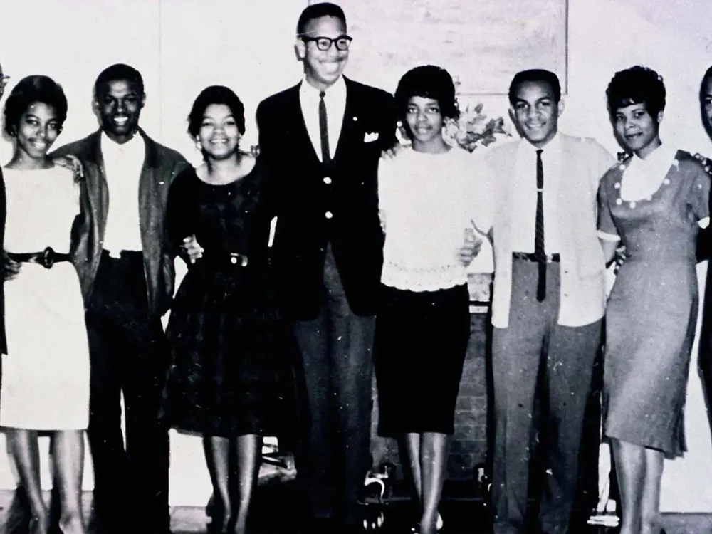 The Tougaloo Nine, from left to right: Joseph Jackson Jr., Geraldine Edwards, James Bradford, Evelyn Pierce, Albert Lassiter, Ethel Sawyer, Meredith Anding Jr., Janice Jackson and Alfred Cook
