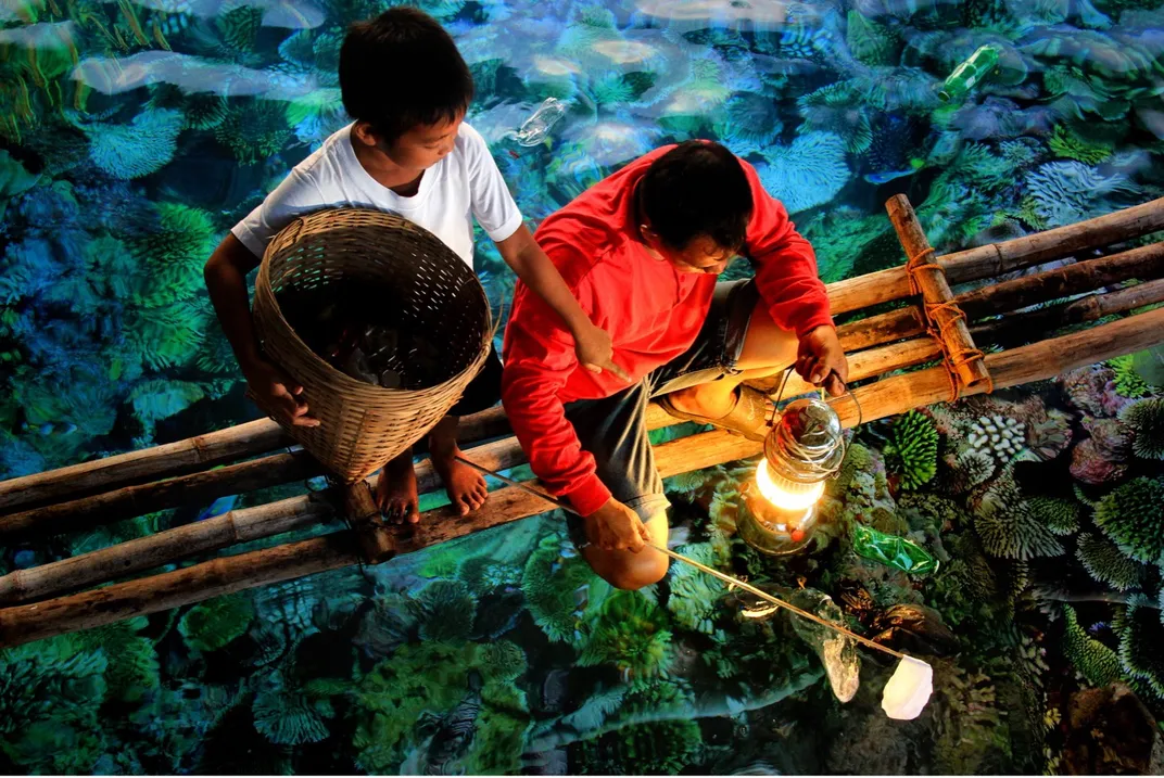 Locals remove debris