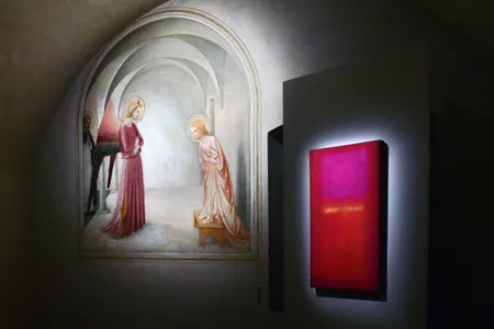 A Rothko painting beside a mural by Fra Angelico at the&nbsp;Museum of San Marco