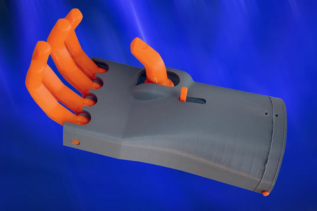 A 3D-printed model hand