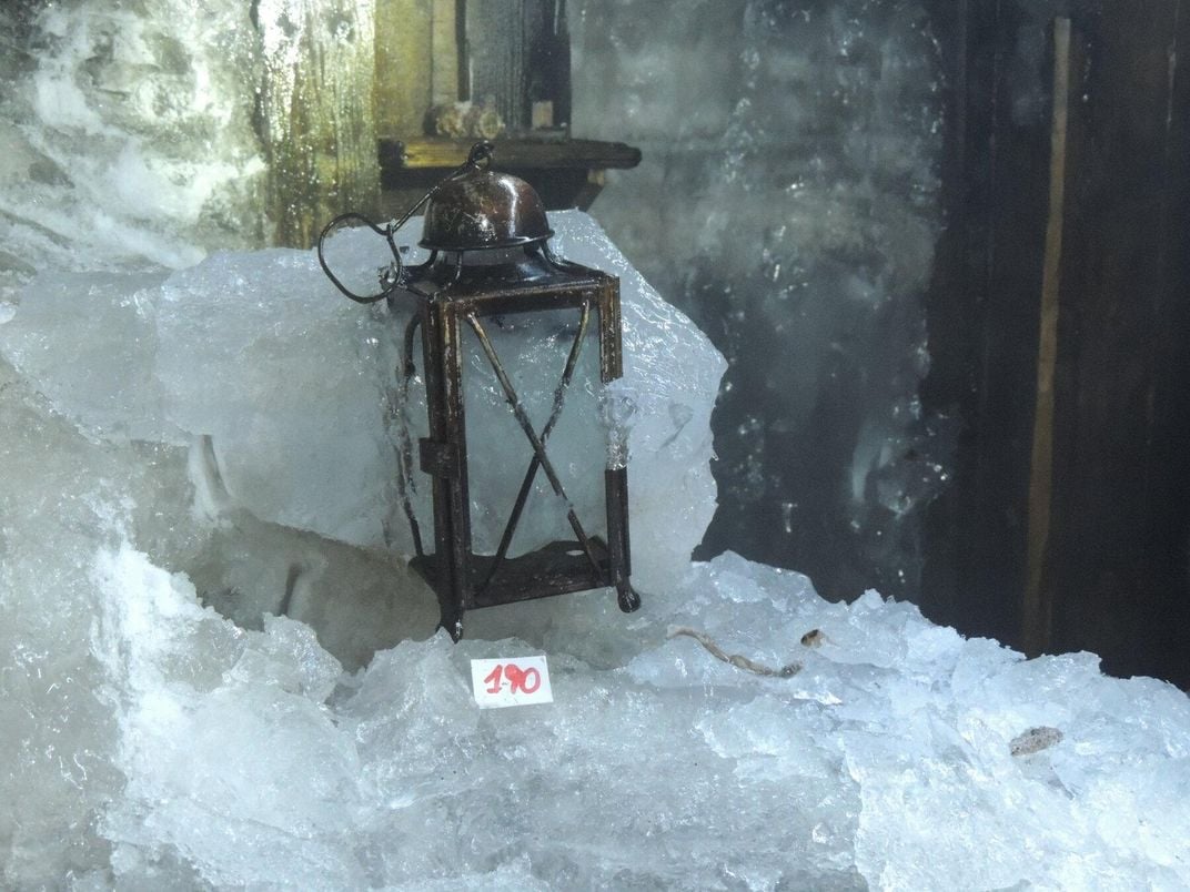 Ice-encased lantern found in World War I cave barracks