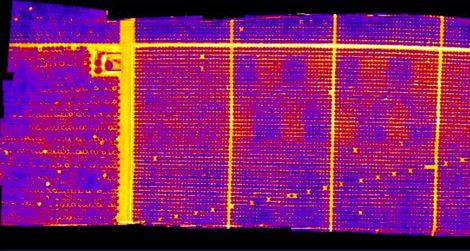 A thermal infrared image of orchard water levels