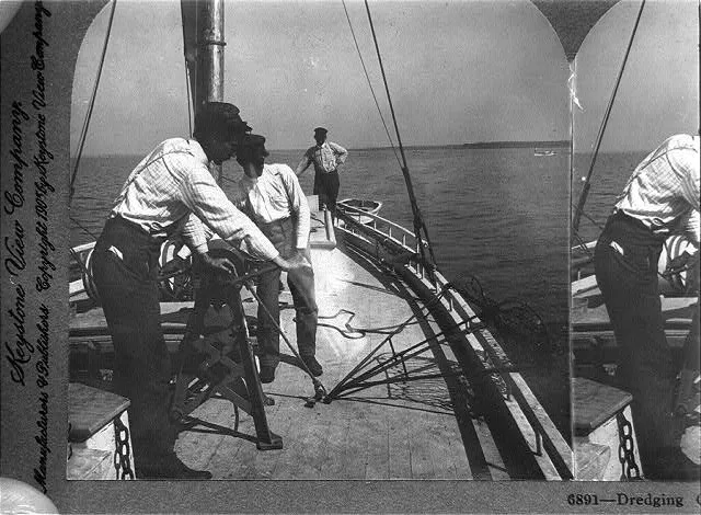 Men dredging oysters in the Chesapeake Bay