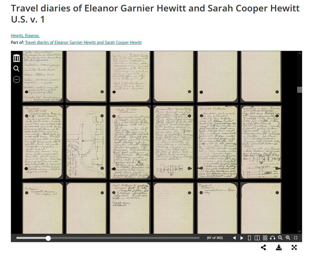 A screenshot showing a 6 x 3 grid of image files of diary pages, most with some handwriting and 3 with some sketches
