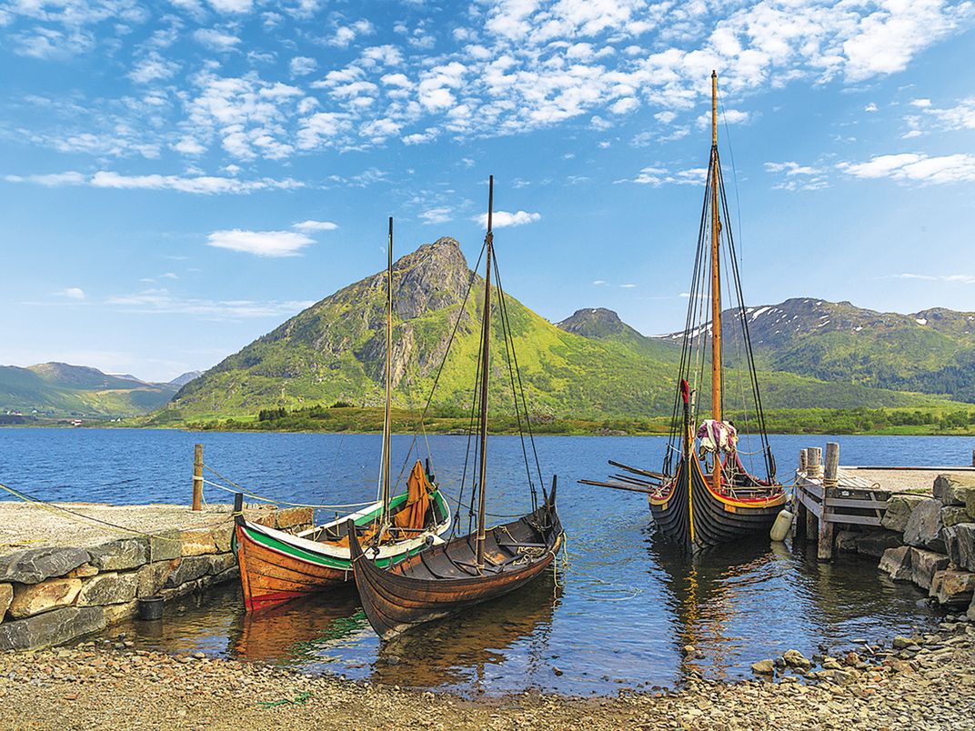 Traditional Viking boats in Norway