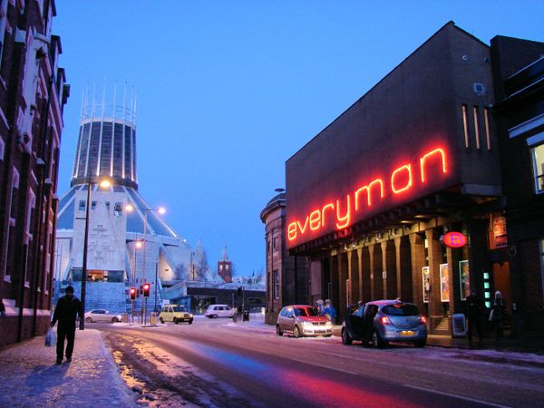 Catholic cathedral infron of Everyman theater in Liverpool England thumbnail