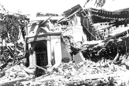 A middle school devastated by the 1933 Long Beach earthquake