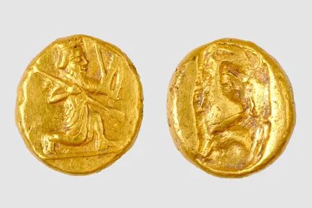 Each of the Persian darics features an image of a crouched archer.