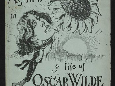 Chas. Kendrick made this caricature of Oscar Wilde and sunflower. 