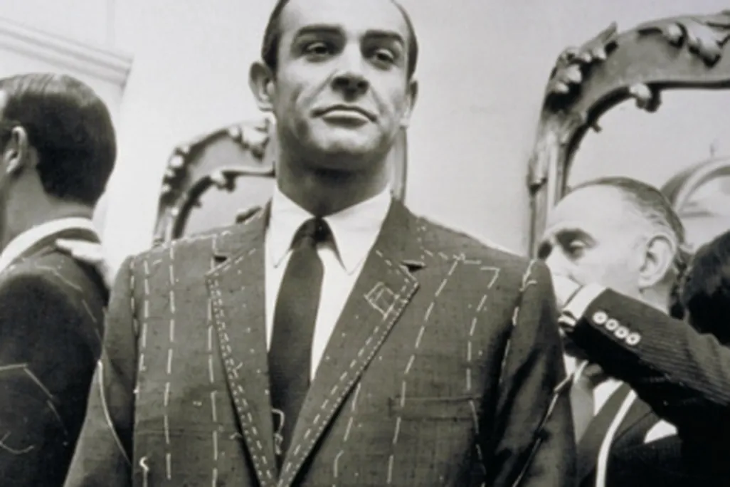 Sean Connery getting fitted for one of his classic suit jackets by Anthony Sinclair.