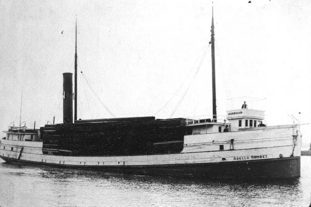Black and white photo of ship
