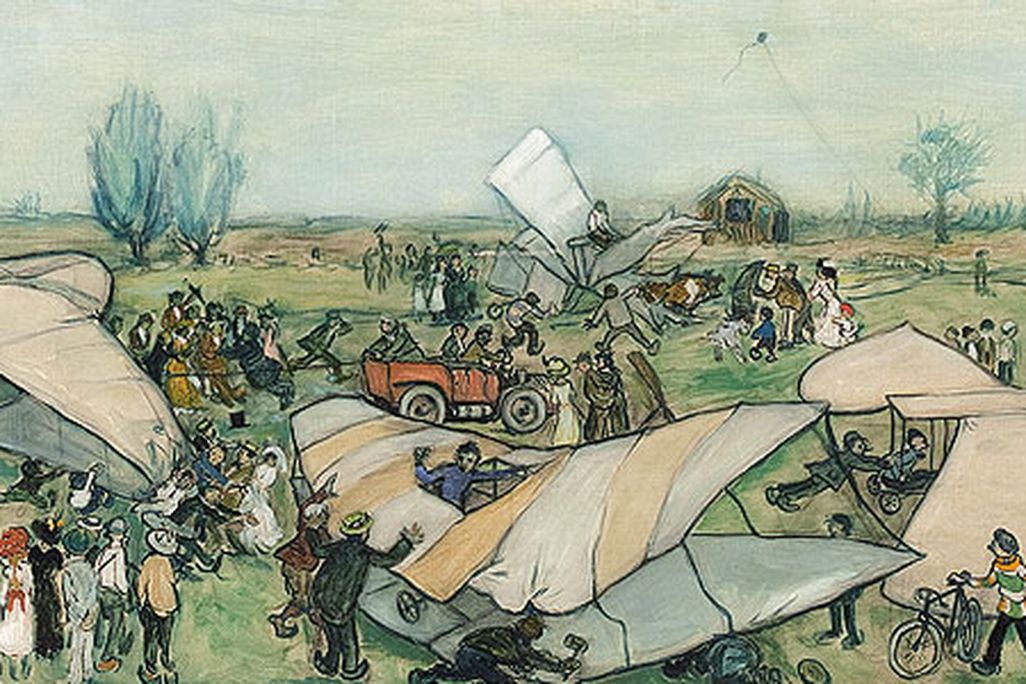 No fan of aviation, Rudolph Dirks was persuaded by a friend to attend the air meet.