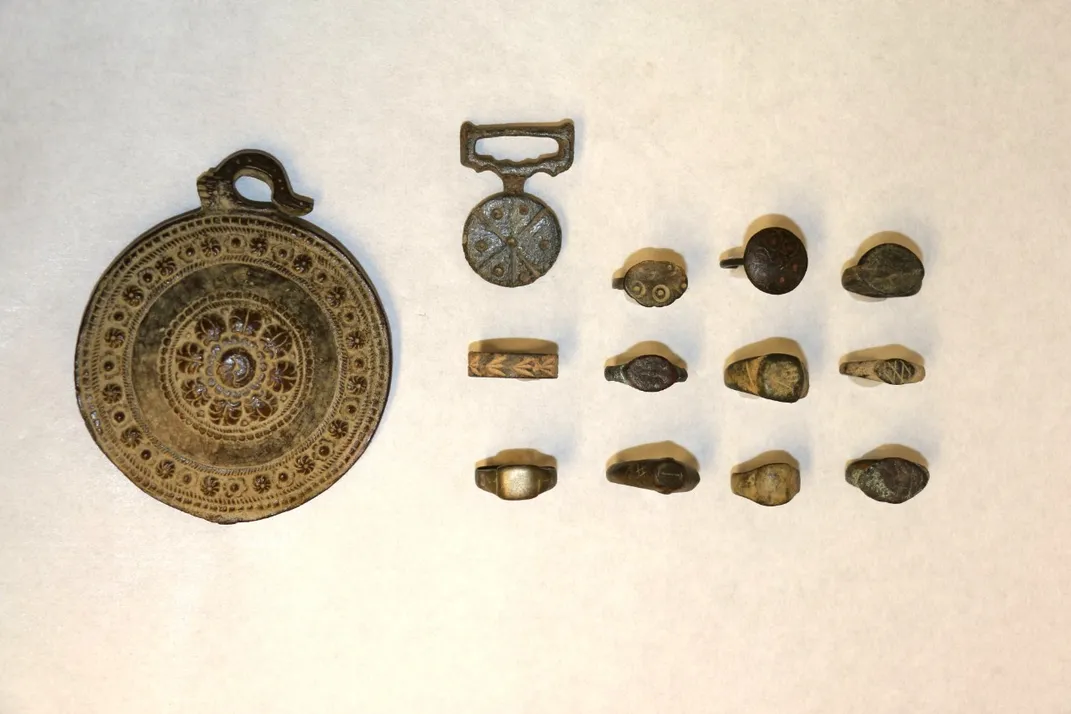 Collection of artifacts on a flat surface
