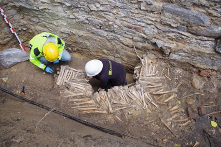 Archaeologists uncovered nine walls made of human bones beneath Saint Bavo's Cathedral in Ghent, Belgium.