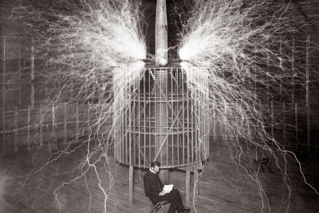 Nikola Tesla in Colorado Springs Laboratory, Double Exposure