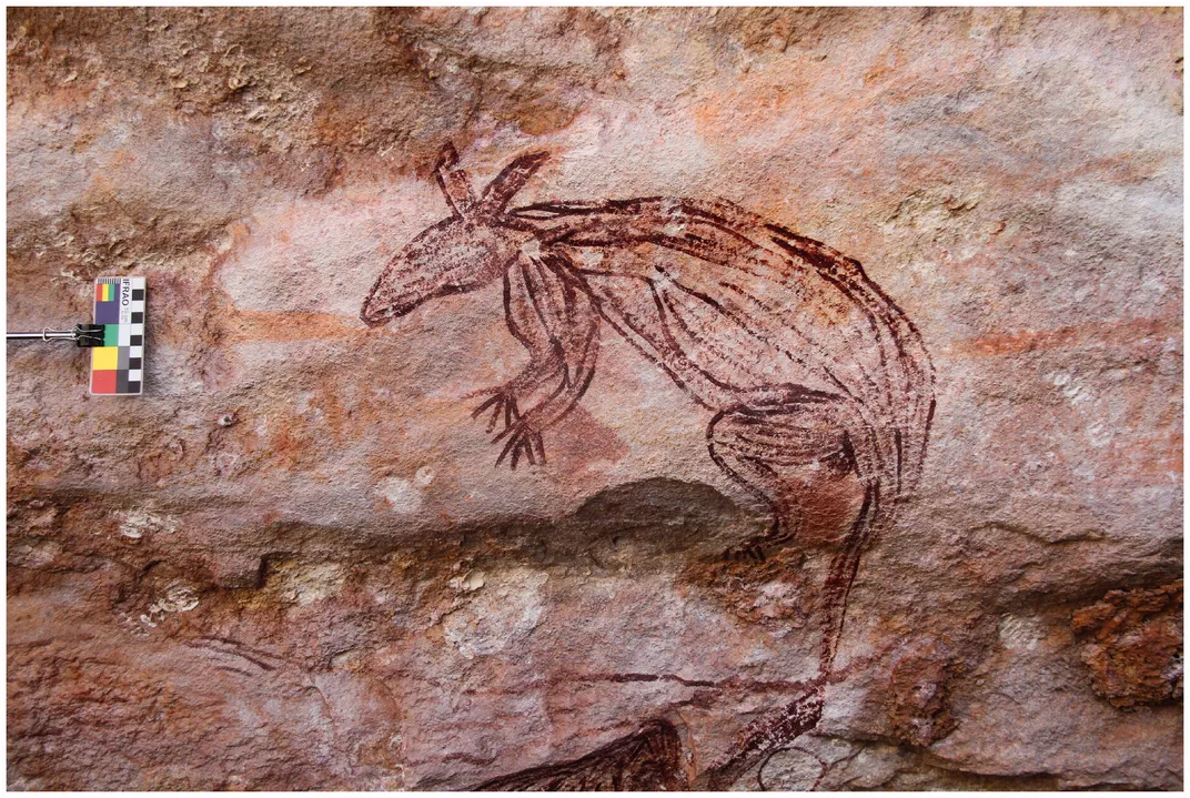 Rock painting of a marsupial 