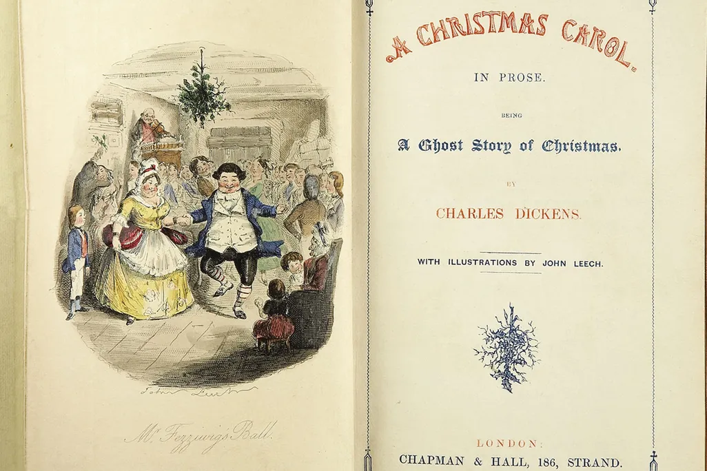 The title page of the first edition of Charles Dickens' A Christmas Carol